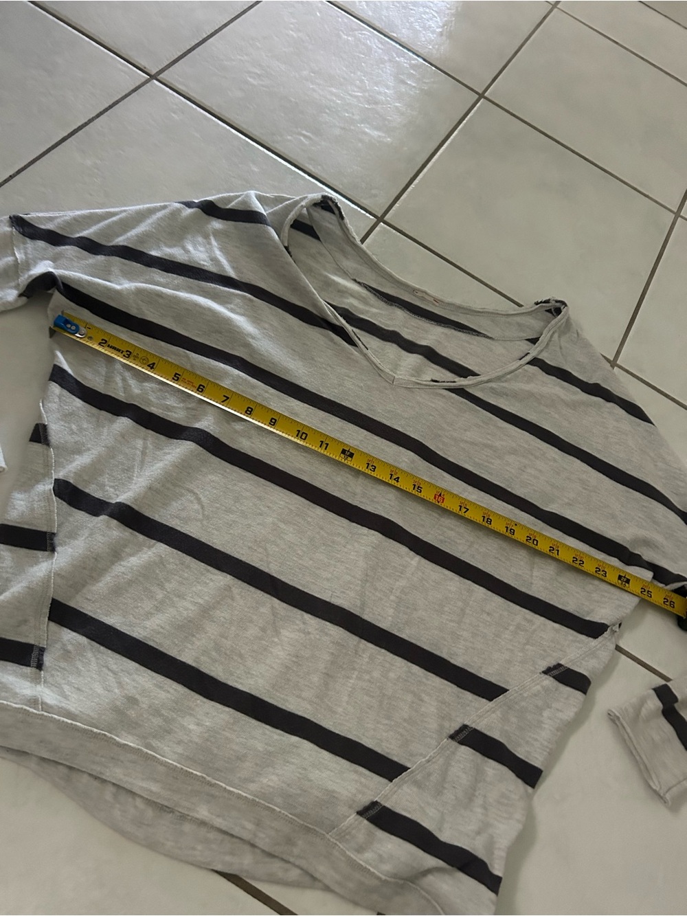 Urban Outfitters Gray Striped V-Neck Pullover - Picture 4 of 7